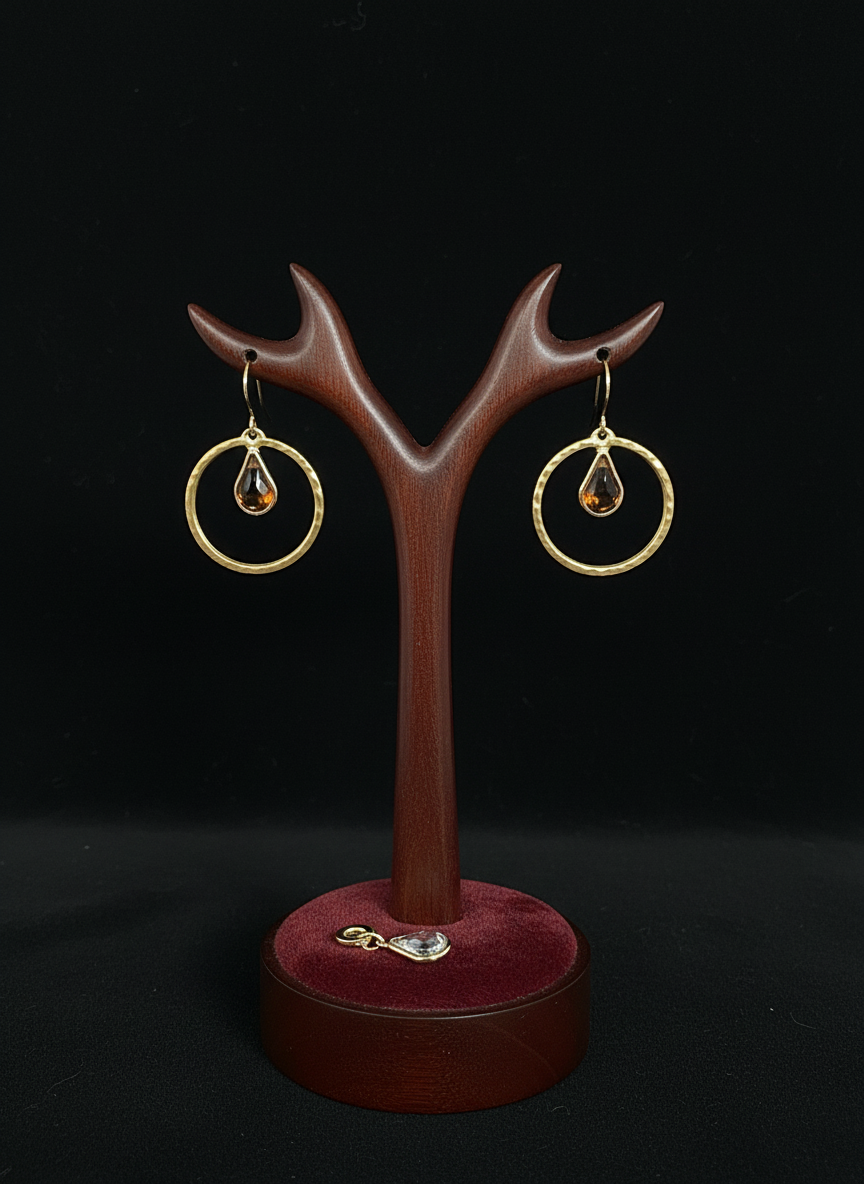 Brass Gemstone Earrings