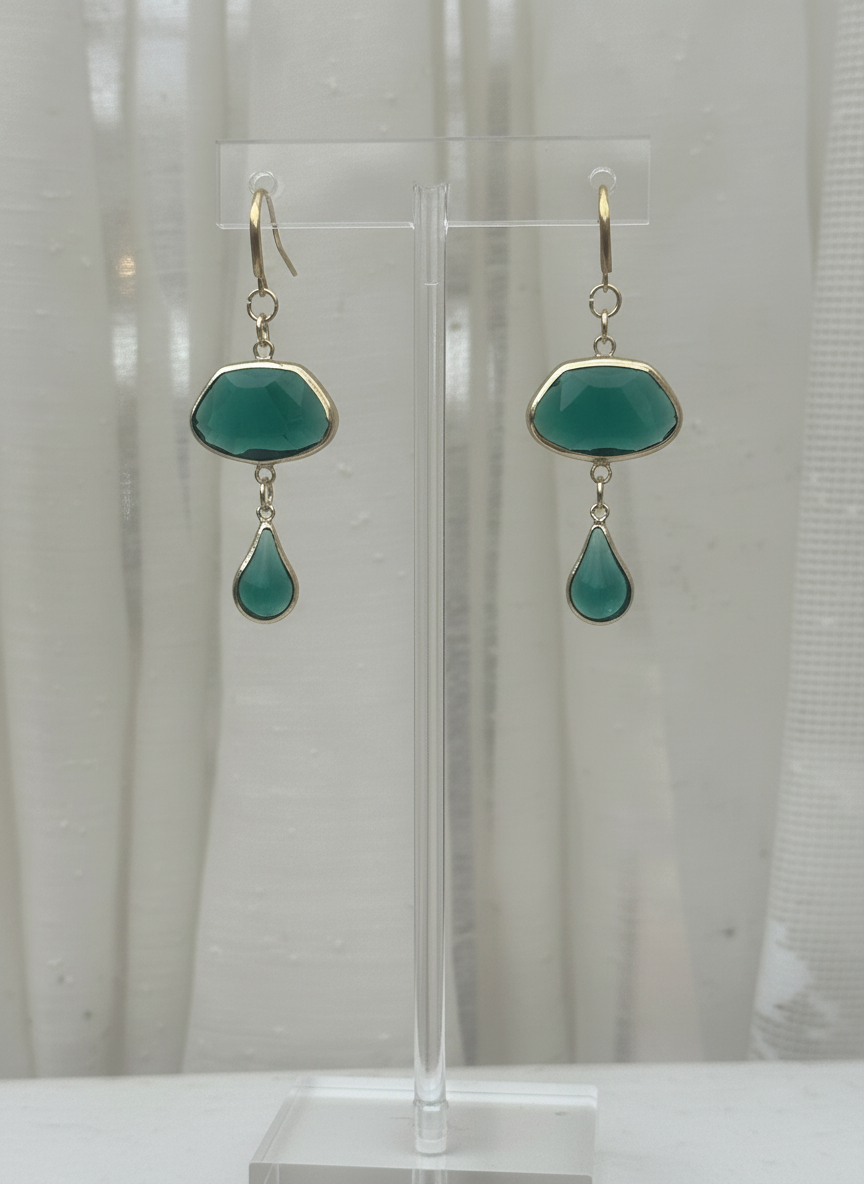 Bold Green Bohemian Glass Dangles