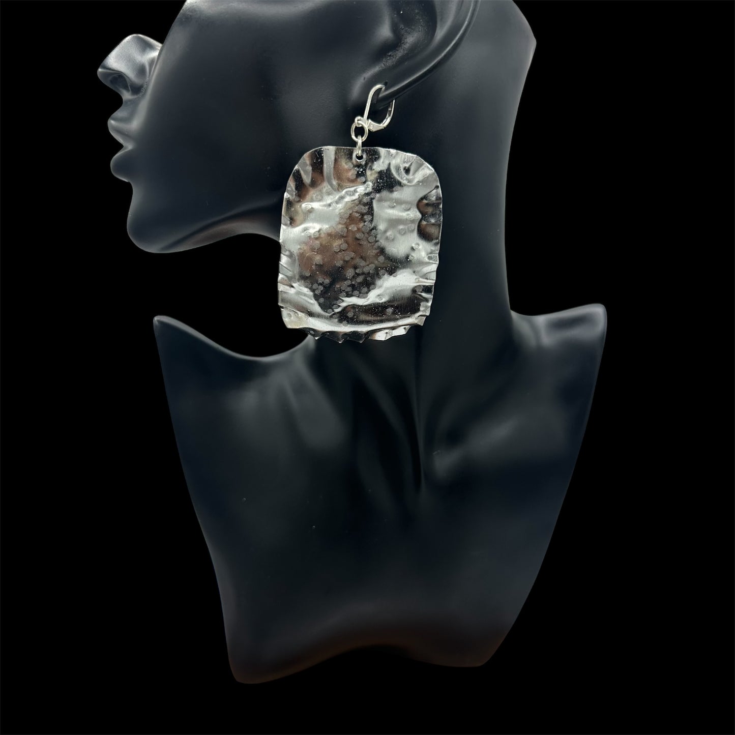 Large Stainless Steel Hammered Earrings