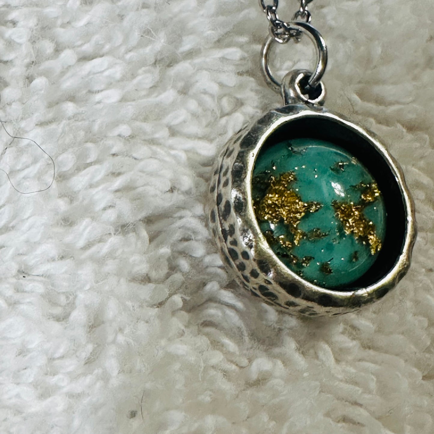 Seafoam and Gold Leaf Pendant