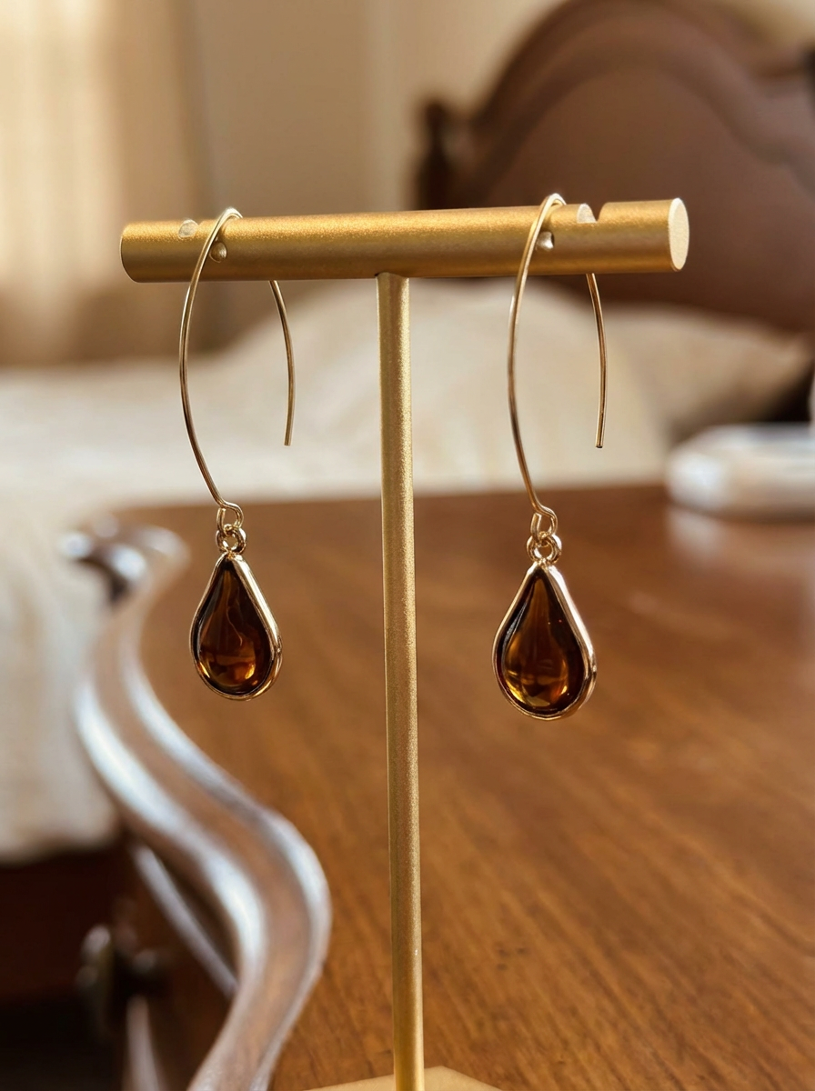 Amber Bohemian Glass Earrings - Karmic Kollections Designs