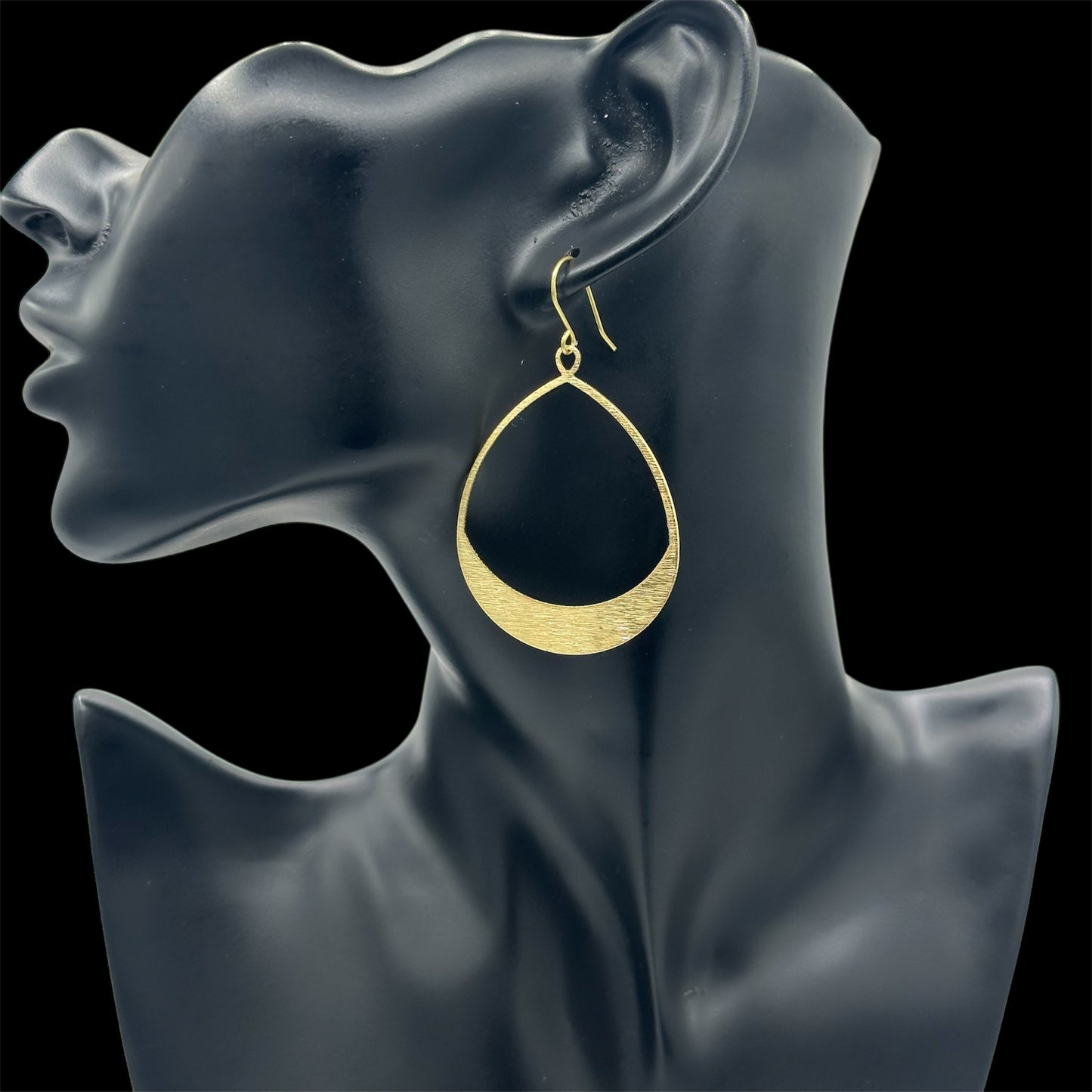 Teardrop Shaped Brass Earrings