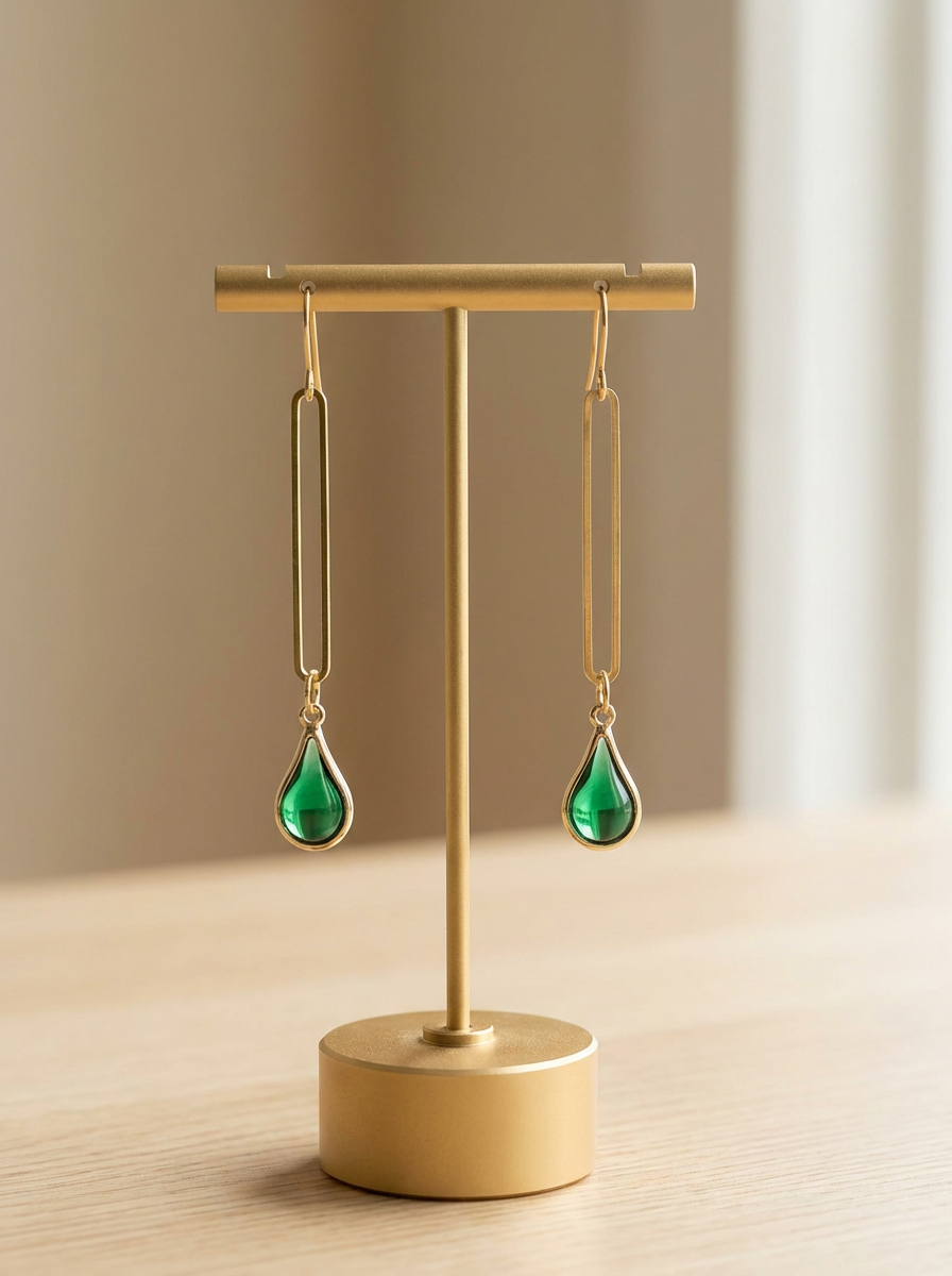 Green Bohemian Glass Drops - Karmic Kollections Designs