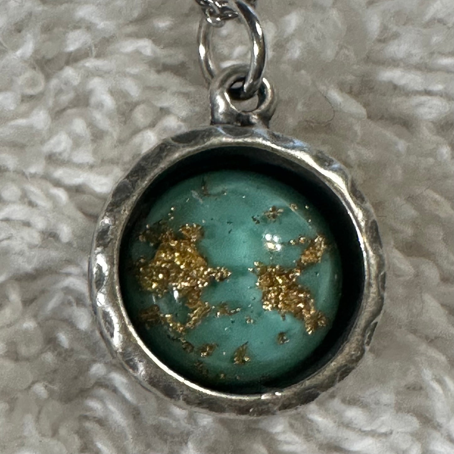 Seafoam and Gold Leaf Pendant