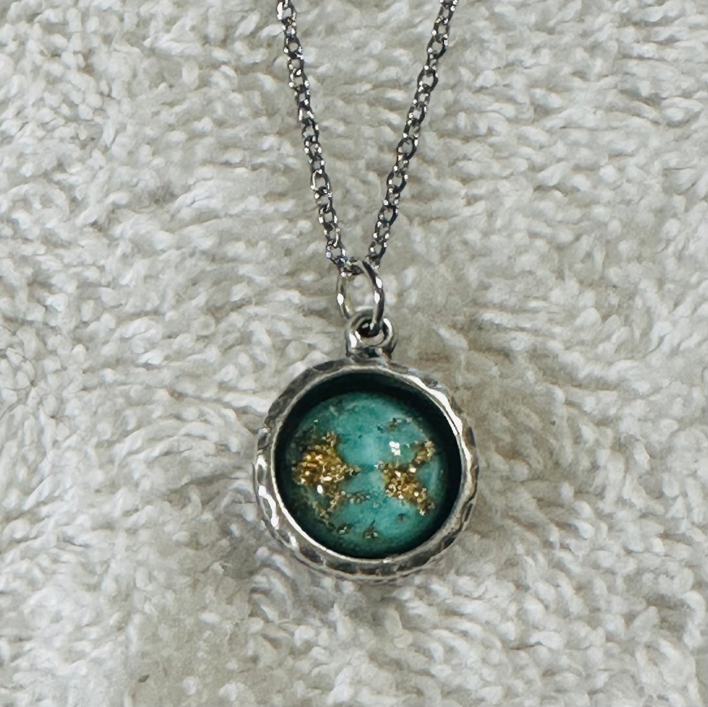 Seafoam and Gold Leaf Pendant