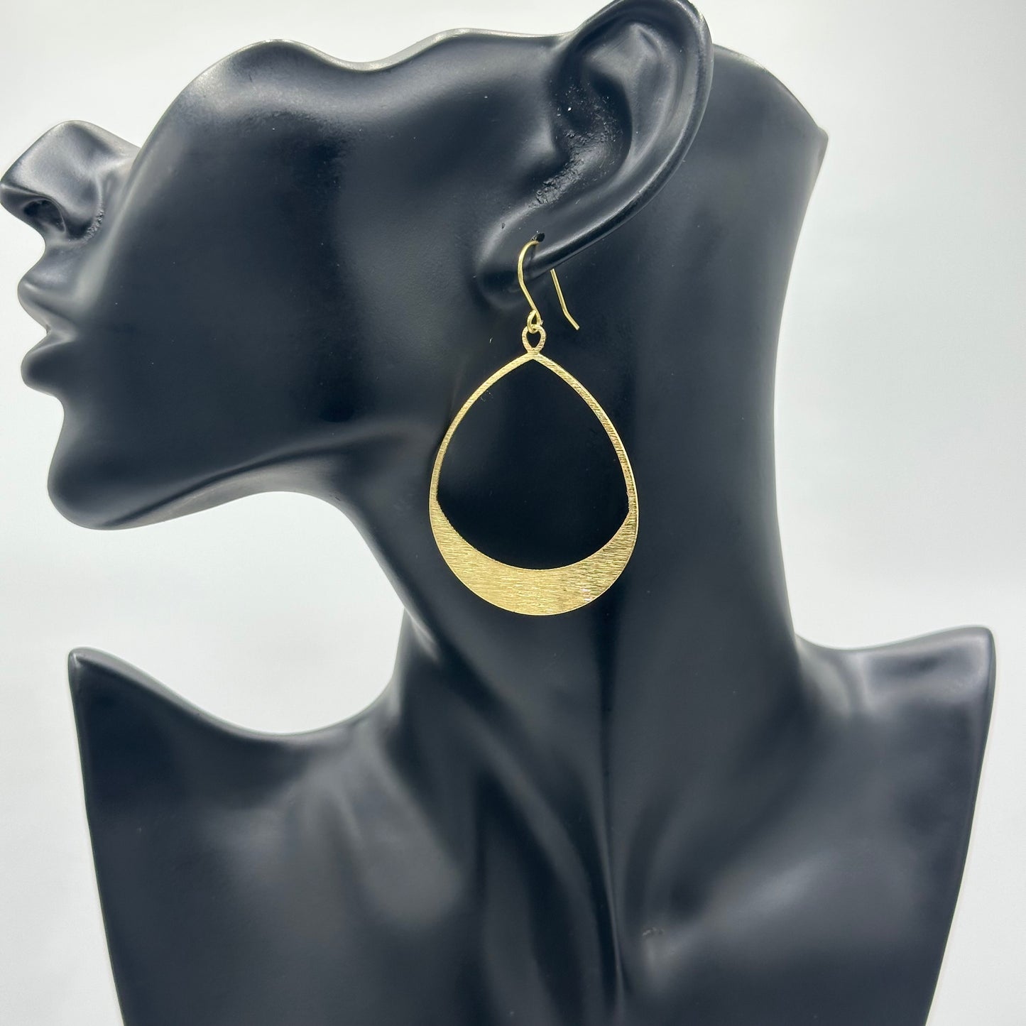 Teardrop Shaped Brass Earrings