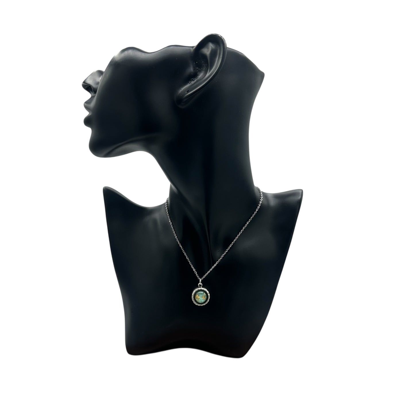 Seafoam and Gold Leaf Pendant