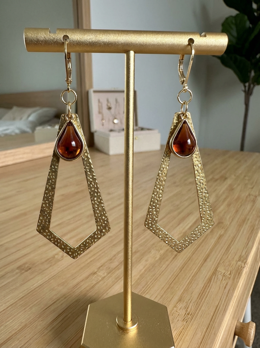 Bohemian Amber Glass Dangles - Karmic Kollections Designs