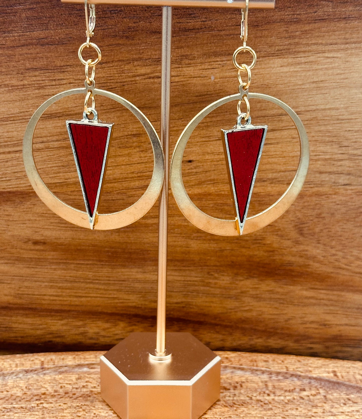 Red Wood and Brass Dangles