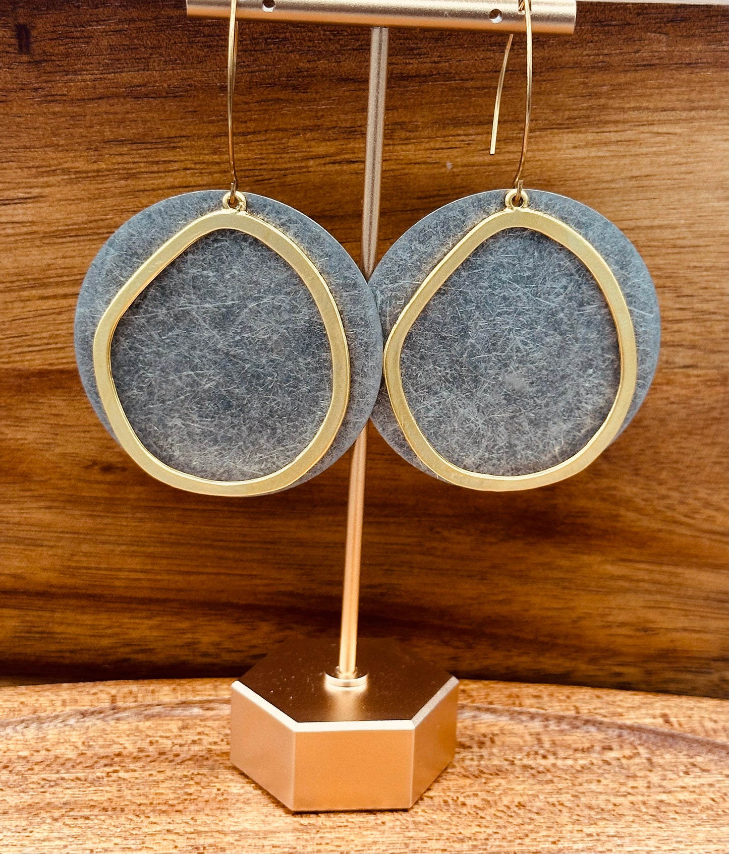 Gun Metal and Brass Large Earrings