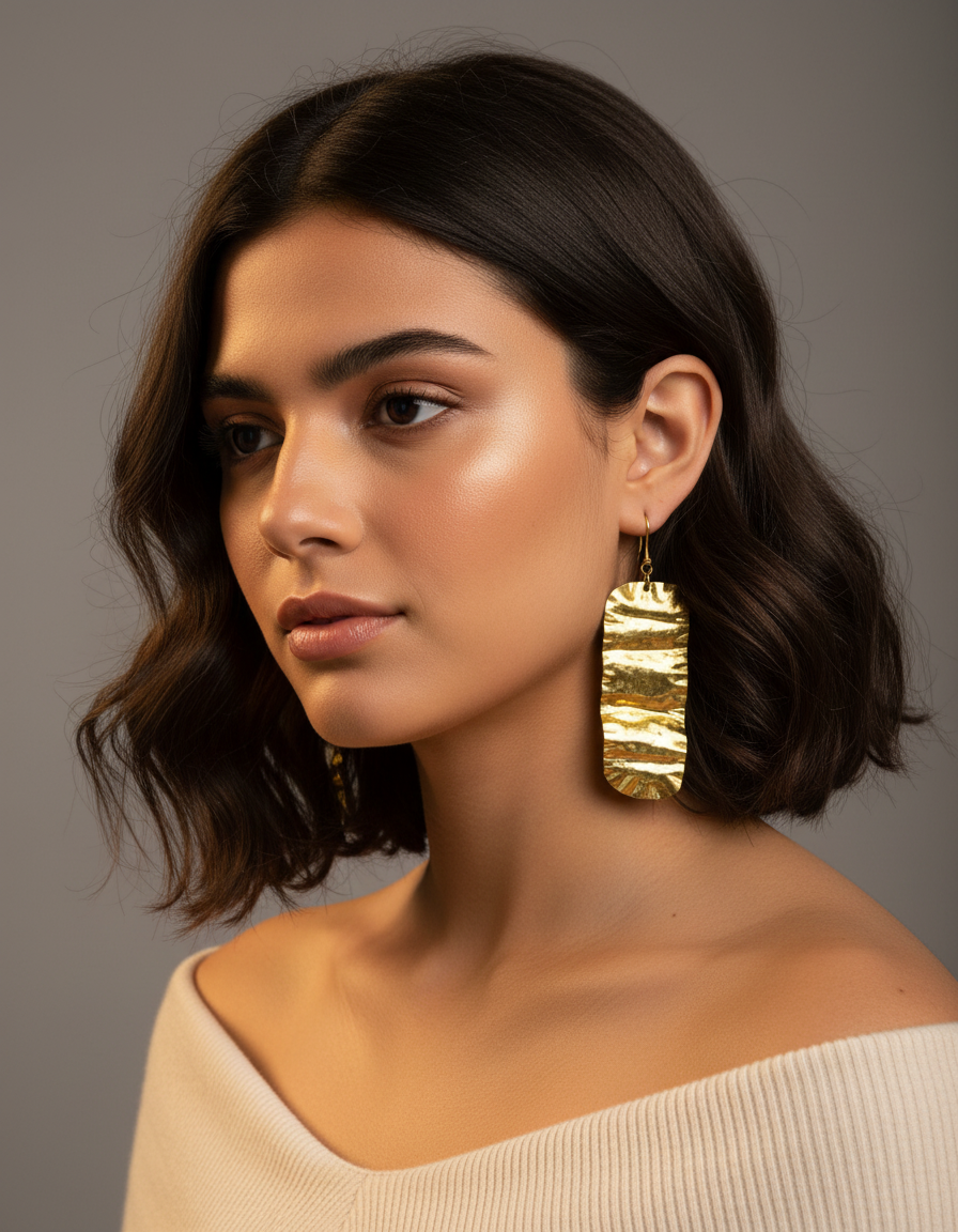 Brass Hammered Earrings - Karmic Kollections Designs