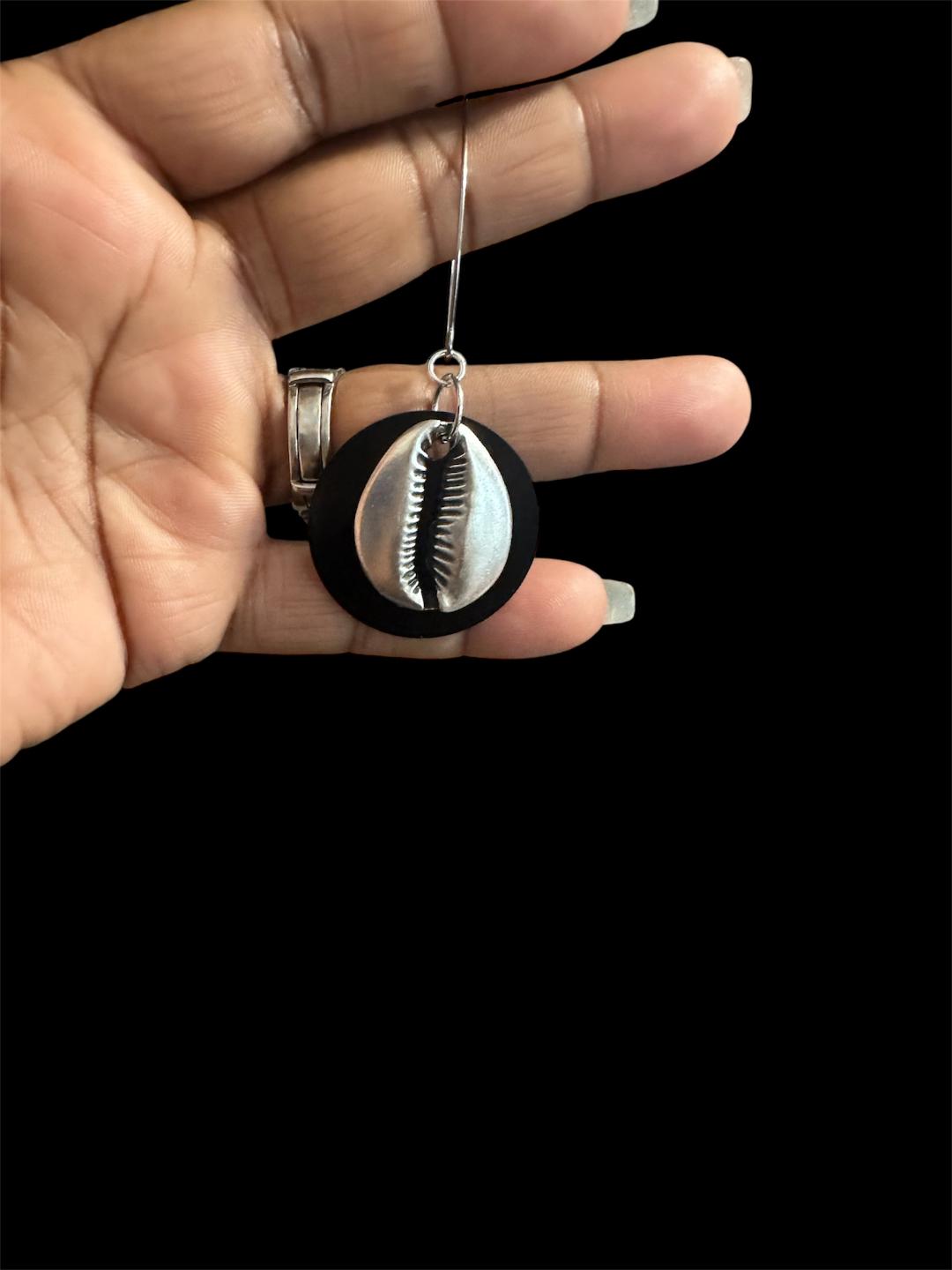 Gunmetal Cowry Shell Drops