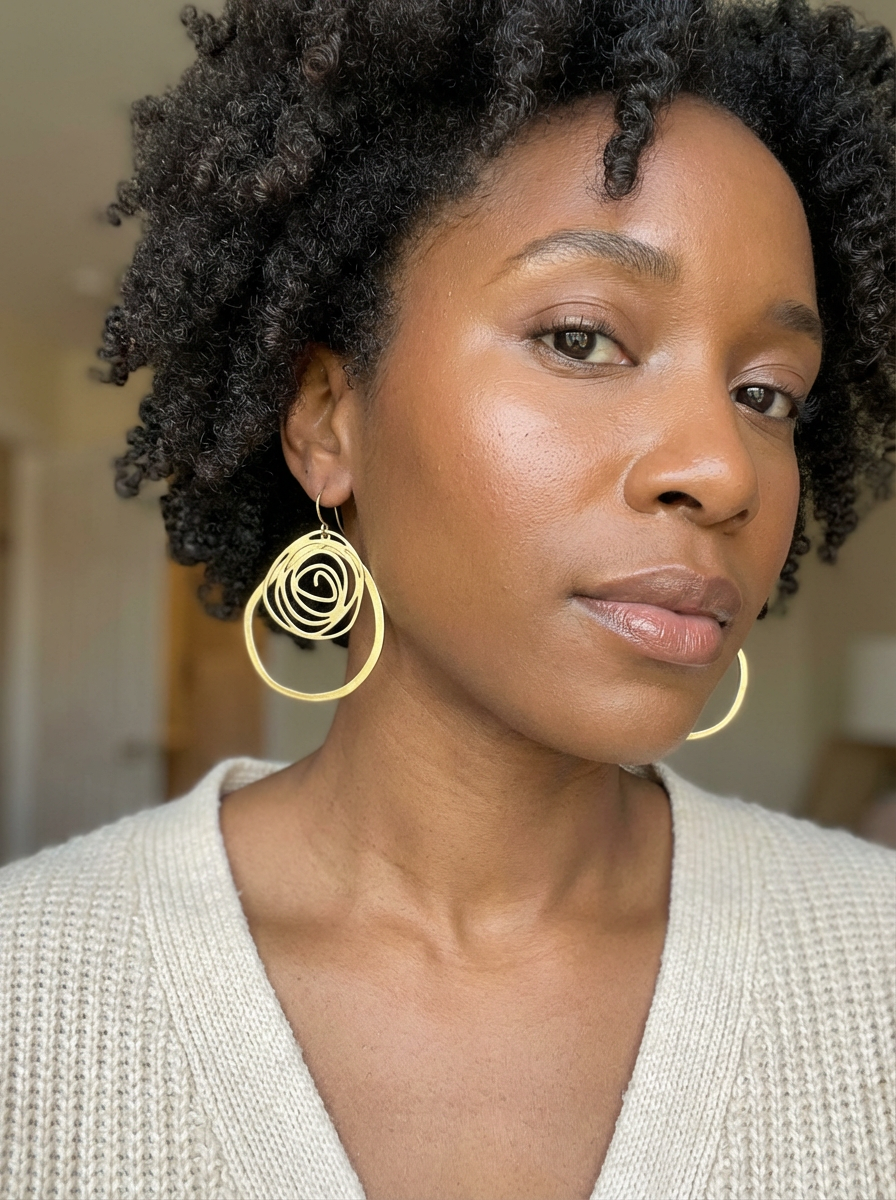 Brass Hoops with Design - Karmic Kollections Designs