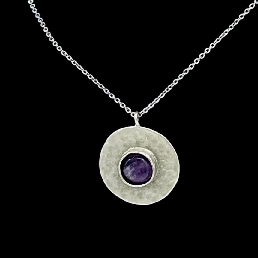 Amethyst Stainless Steel Pendant
