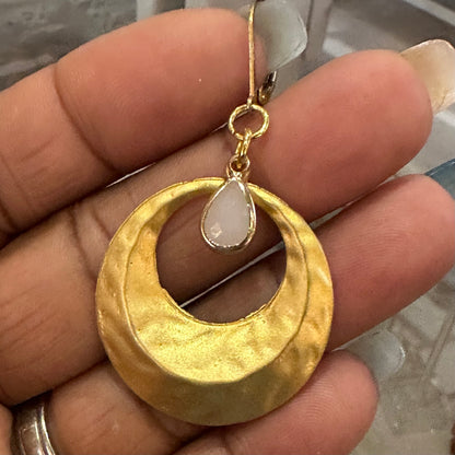 Muted Brass and Milkstone Dangles