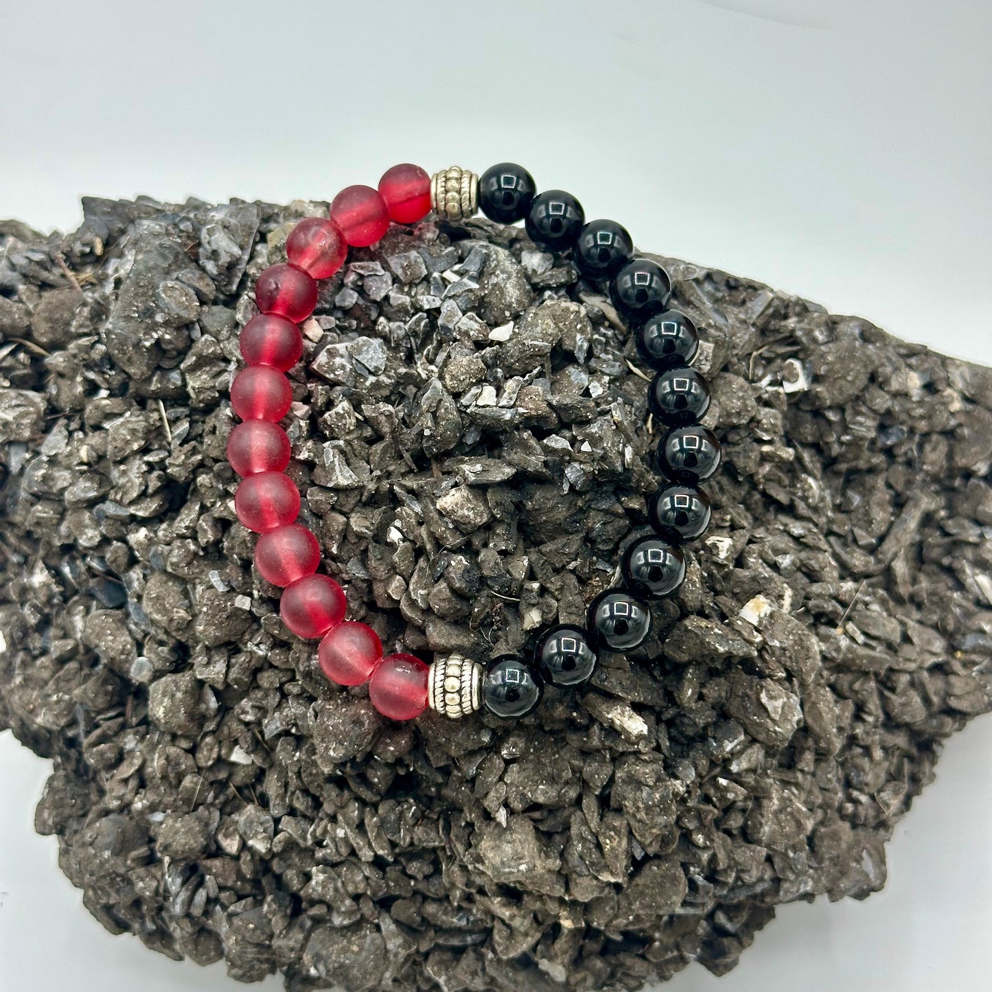 Onyx and Sea Glass Bracelet