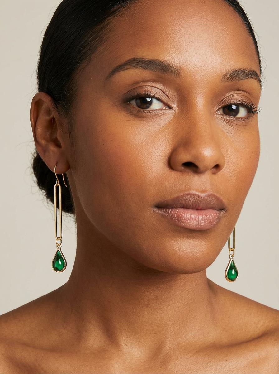 Green Bohemian Glass Drops - Karmic Kollections Designs