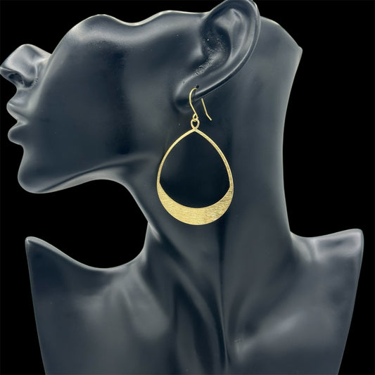 Teardrop Shaped Brass Earrings
