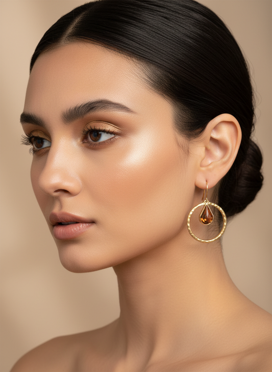 Brass Gemstone Earrings