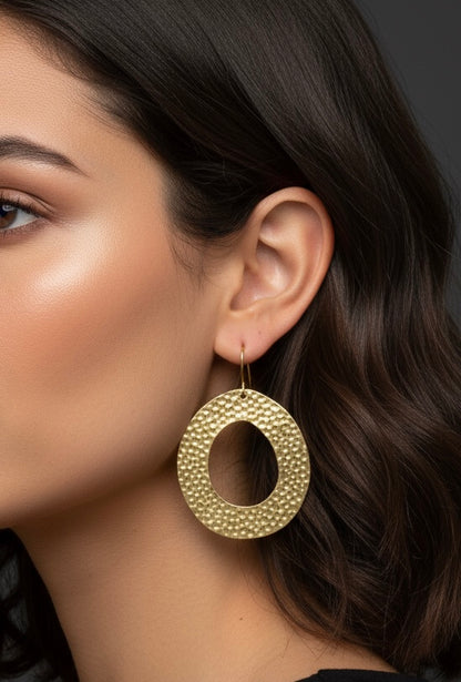 Hammered Brass Hoops - Karmic Kollections Designs