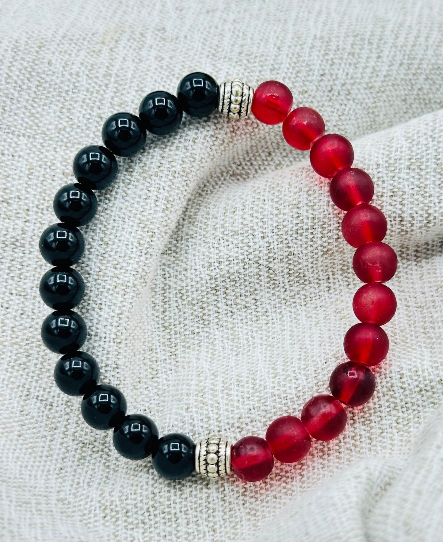 Onyx and Sea Glass Bracelet
