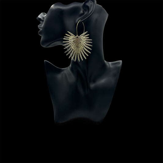 Brass Sun Ray Earrings (Long)