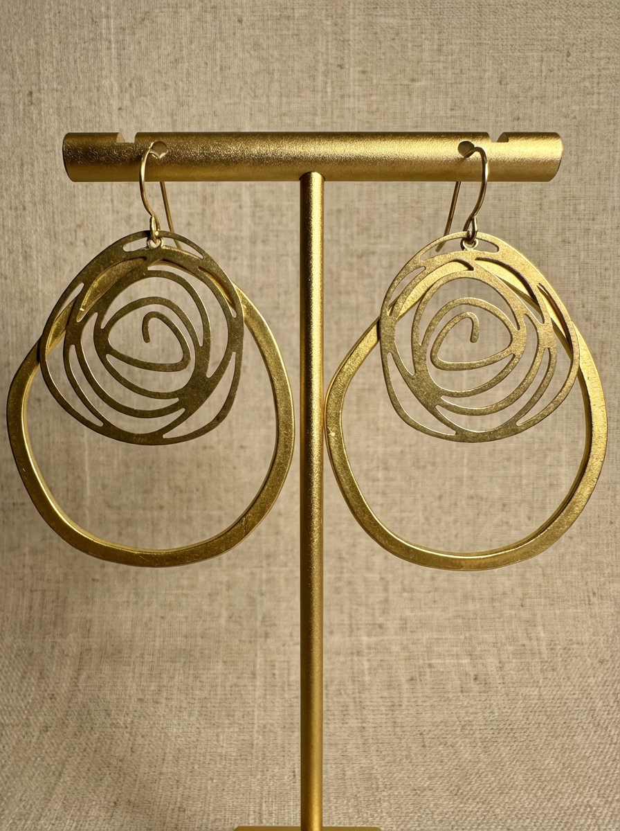 Brass Hoops with Design - Karmic Kollections Designs