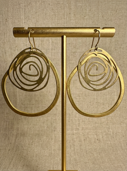 Brass Hoops with Design - Karmic Kollections Designs