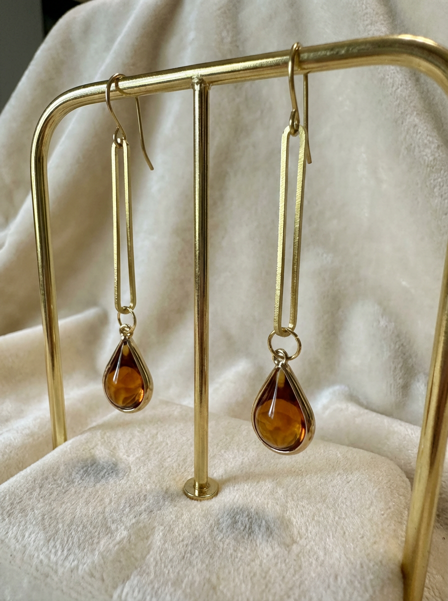 Amber Bohemian Glass Drop - Karmic Kollections Designs