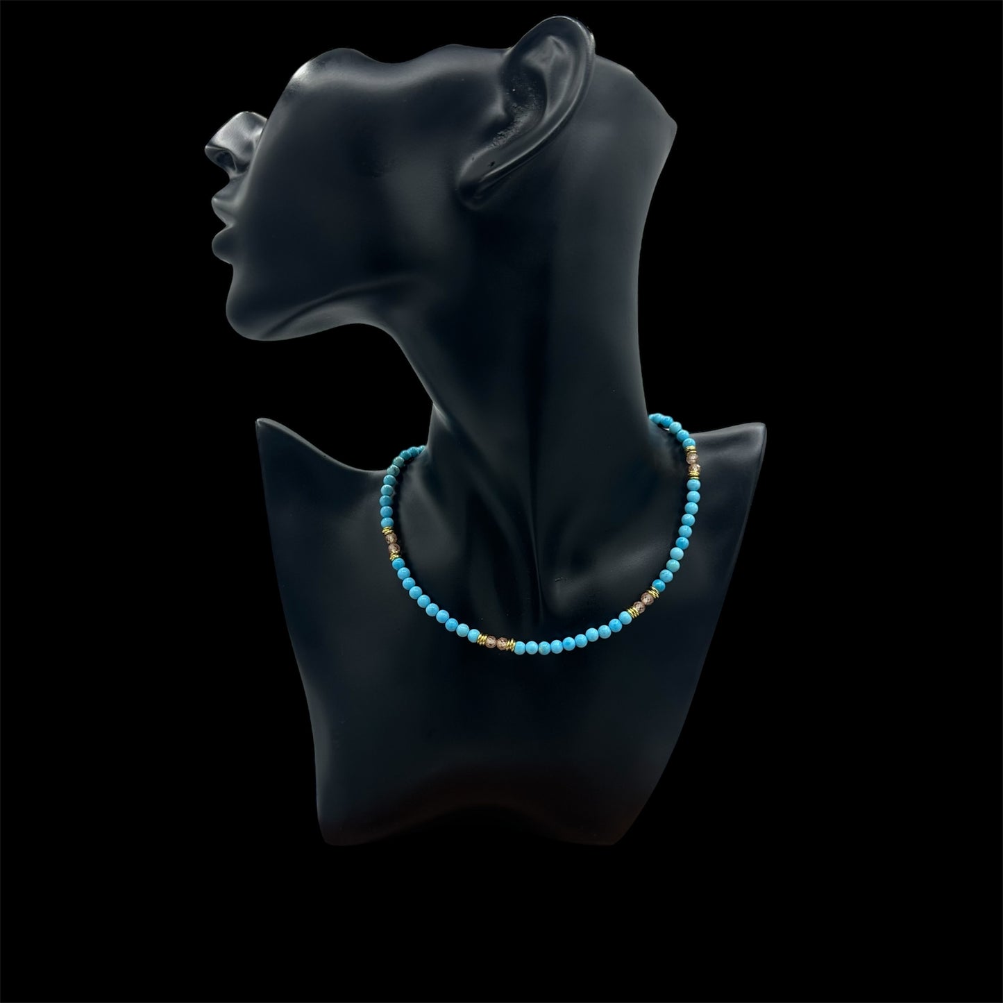 Turquoise and crystal beaded necklace