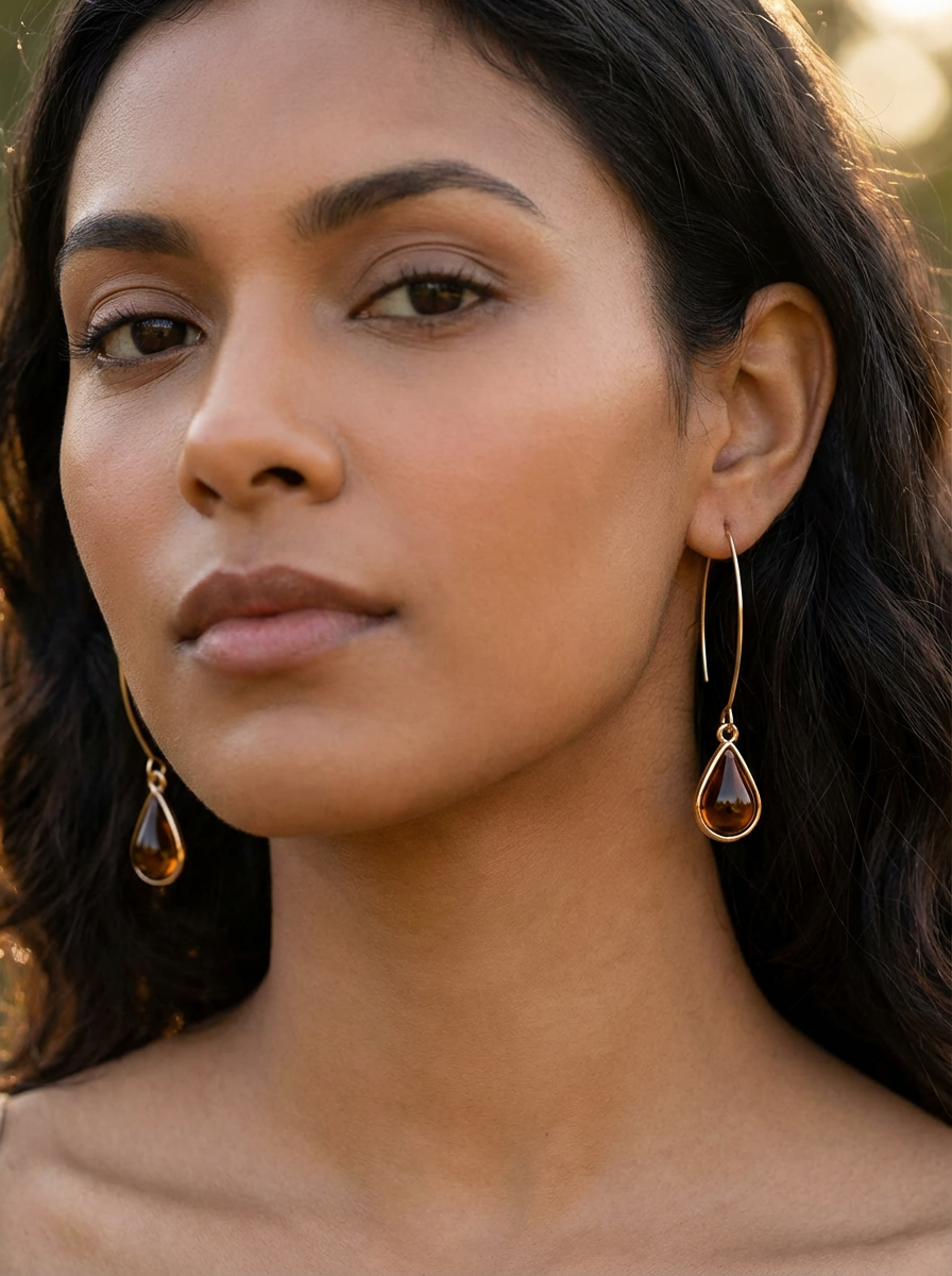 Amber Bohemian Glass Earrings - Karmic Kollections Designs