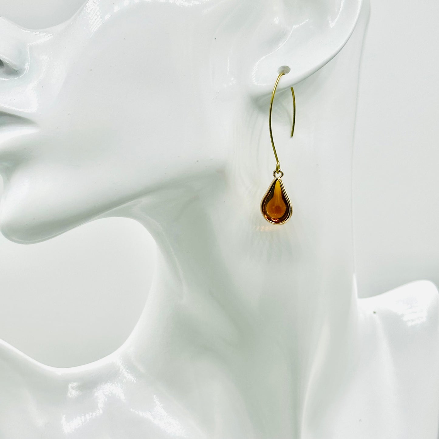 Amber Bohemian Glass Drops