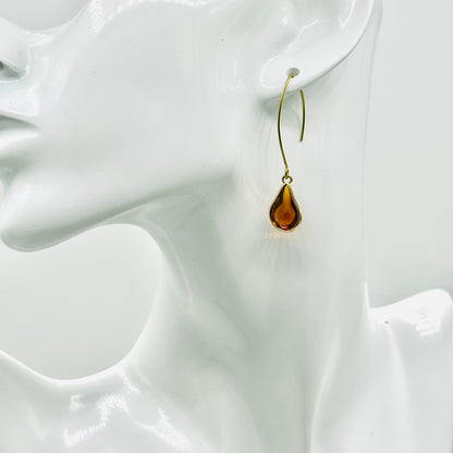 Amber Bohemian Glass Drops