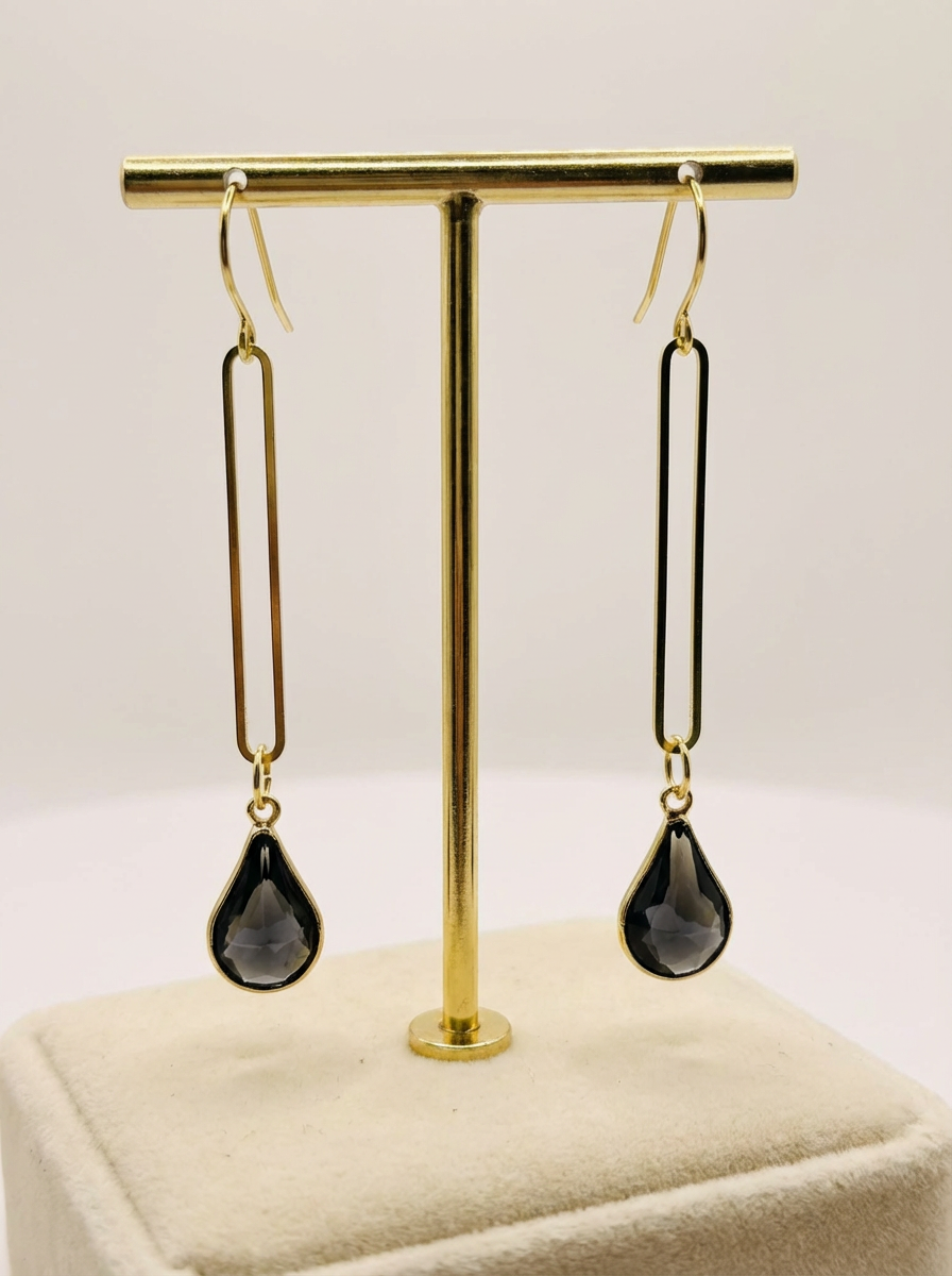 Charcoal Blue Bohemian Glass Drops - Karmic Kollections Designs