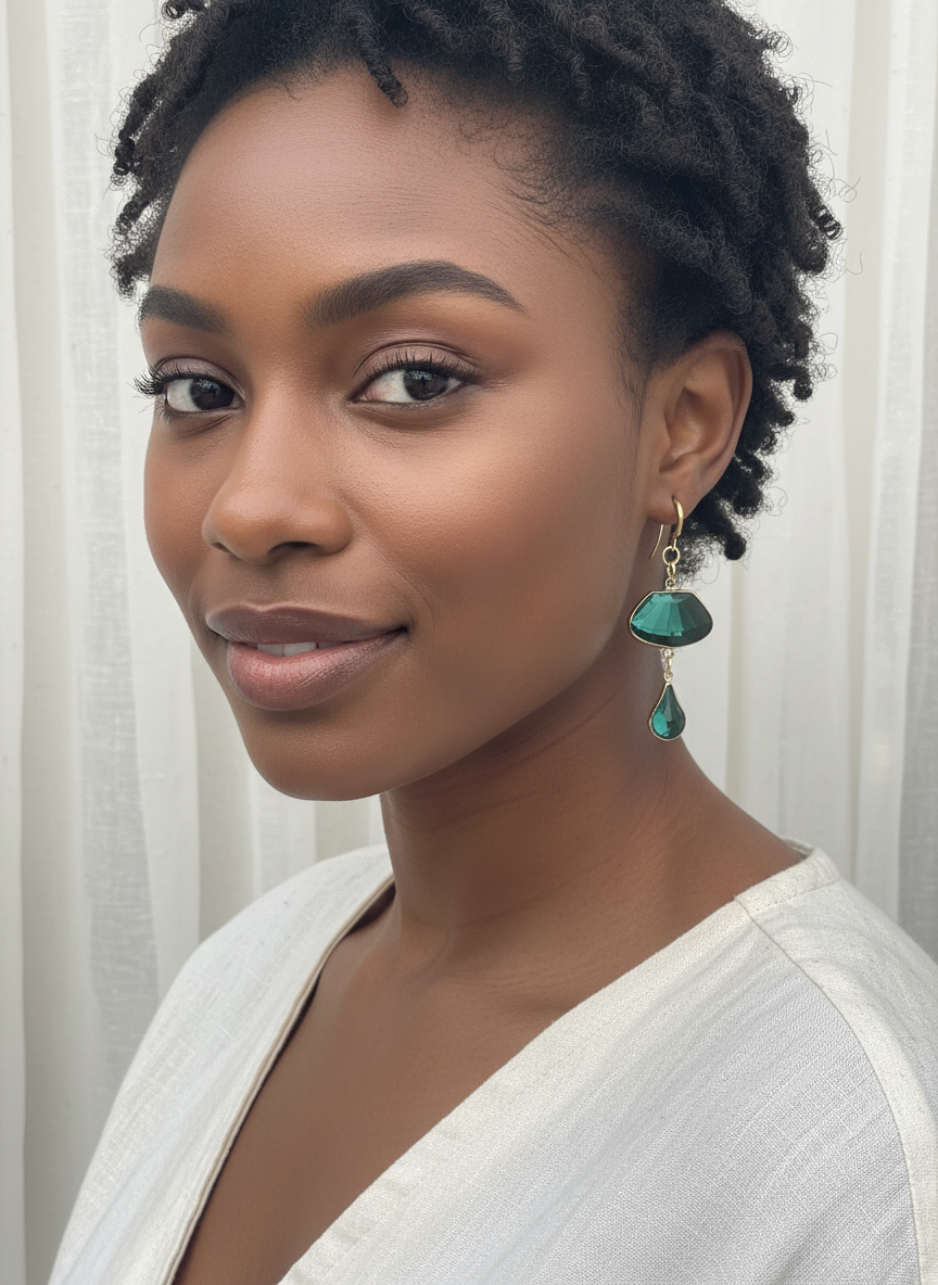 Bold Green Bohemian Glass Dangles