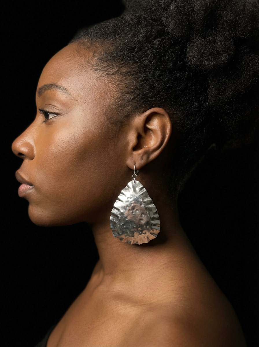 Hammered Stainless Steel Earrings - Karmic Kollections Designs