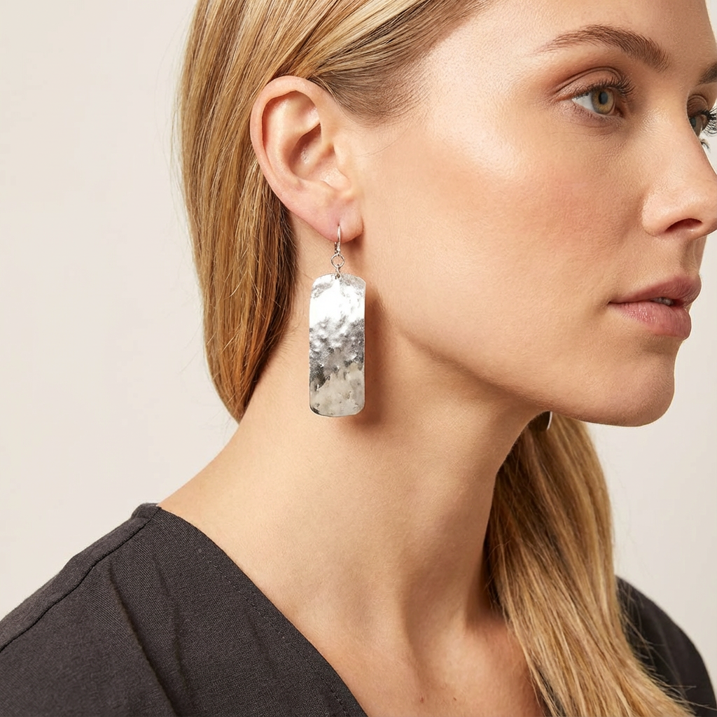 Stainless Steel Hammered Earrings - Karmic Kollections Designs